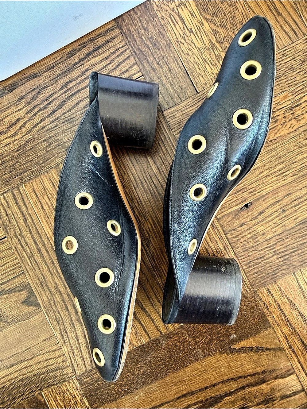Isabel Marant gold Eyelet block heel black mule 38 - Picture 2 of 4